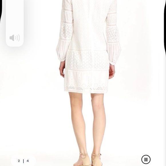 RALPH LAUREN Women’s White Cotton Floral Eyelet Dress Long Sleeve Sz 12 Lined - Picture 2 of 13